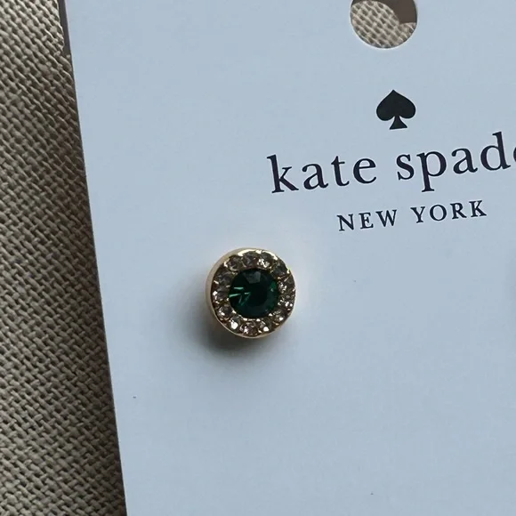 Sold- Kate Spade You’re A Gem Pave Halo Studs In Emerald Green Colour New - Picture 8 of 9